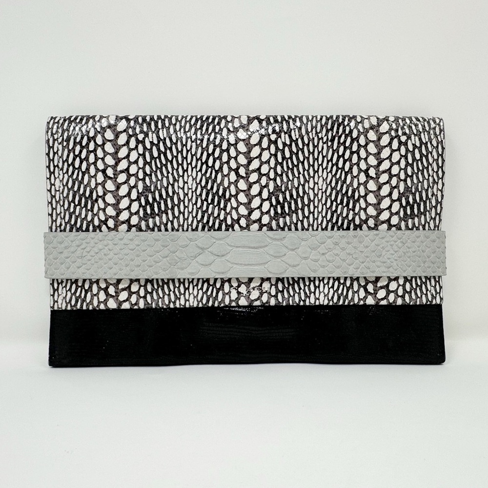 Coach Snakeskin Embossed Leather Flap Clutch